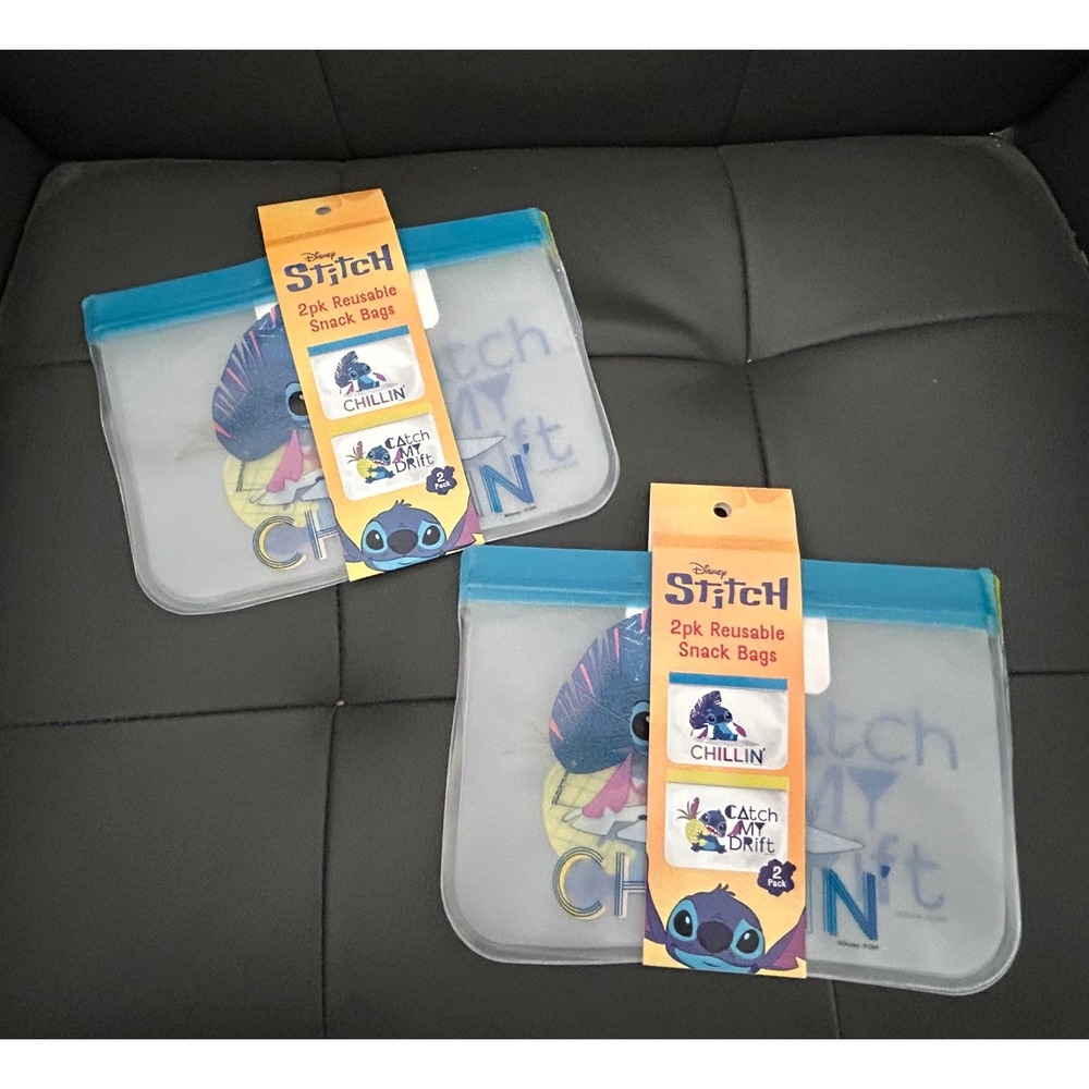 Disney Lilo & Stitch 2pk Reusable Snack Bags Food Storage School College 2pk
